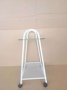 Minimalist Double Tier Metal <b>Storage</b> <b>Cart</b> with Wheels for Living Room Tableware KTS-230512-09 - Product Image 3