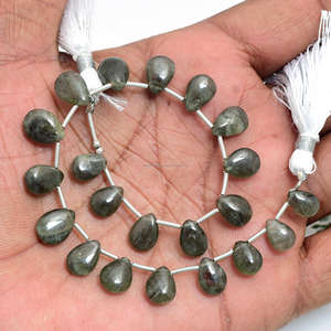 ลูกปัดลูกแพร์แบบเรียบ sillimanite สีดำธรรมชาติขนาด8นิ้ว5X7ถึง9x12มม. สำหรับทำเครื่องประดับ - Product Image 2