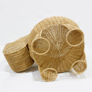 Artex Dong Thap PE <b>Rattan</b> <b>Storage</b> Basket Hippo Shape Cute Animal Toy Organizer - Product Image 2