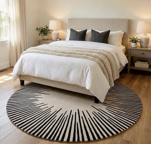 Alfombra de Lana Abstracta de Pelo Corto Hecha a Mano, Ecológica, Antibacteriana, Antideslizante, Apta para Mascotas, Color Beige Neutro, Diseño Moderno para el Hogar - Product Image 4