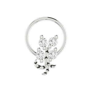 AJRETAIL Piercing de nez en or 14 carats, motif floral inspiré des vignes, diamant naturel taille brillant 0,08 ct certifié GIA, bijou ethnique de piercing raffiné - Product Image 3