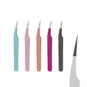 Morje Surgical Precision Stainless Steel Eyelash Tweezers 10mm Smooth Tip Multicolor Set for Eyelash Extension Tools - Product Image 1