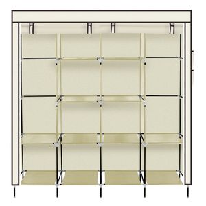Armadio Portatile Beige da 67 Pollici con 12 Ripiani e 4 Tasche Laterali per la Conservazione dei Vestiti - Product Image 4