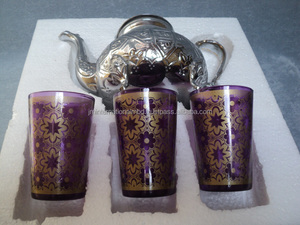 Théière marocaine en verre avec verres, de style marocain - Product Image 3