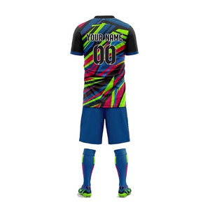 Conjunto de Camiseta de Fútbol para Hombre, Manga Corta, Estampado Geométrico Sublimado, Uniforme Deportivo de Secado Rápido, para Adultos, Todas las Temporadas, Azul, Verde, Rosa - Product Image 4