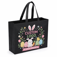 Sacs de courses réutilisables en tissu non tissé écologique avec impression de lapins et poussins de Pâques en dessin animé, œufs pastel, logo personnalisé