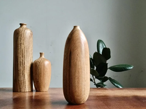 Vase à fleurs décoratif en bois naturel, moderne, écologique, fait main, diamètre personnalisable, centre de table, décoration intérieure - Product Image 3