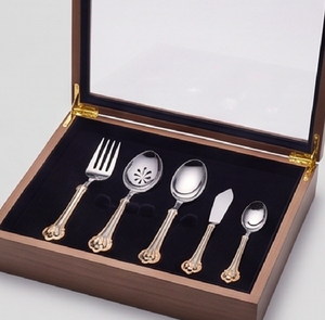 Ensemble de couverts élégants en métal avec poignée en forme d'abeille dorée, finition miroir haute brillance, passe au lave-vaisselle, idéal pour les tables de mariage - Product Image 6