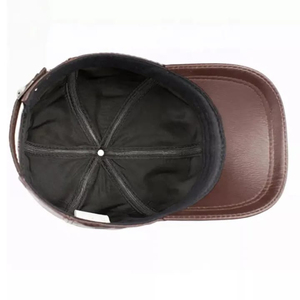 Professional Manufacture Customized Logo <b>Men</b> Leather <b>Flat</b> Top <b>Caps</b> Hats Top Low MOQ Baseball <b>Cap</b> - Product Image 4