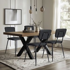 Set di 4 Sedie da Pranzo Moderne Imbottite Nere per Cucina, Bar, Ufficio - Product Image 5