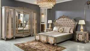 Lit pliant California King en bois massif sculpté à la main, style russe de luxe, ensemble de chambre à coucher, exportations DST, prix de gros pour les États-Unis, en vente - Product Image 3