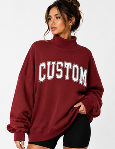 Premium Winter Oversized <b>Mock</b> <b>Neck</b> Sweatshirt Front Cozy Lounge Streetwear <b>Top</b> Modern Clean Minimalist Design - Product Image 1