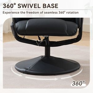 Sillón Reclinable de Masaje de Cuero PU Giratorio 360 Grados con Respaldo Ajustable y Base Envolvente con Reposapiés - Product Image 5