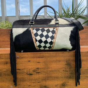 Mode personnalisée grande capacité en cuir de vachette véritable Sport Fitness sac polochon à carreaux 2 pièces Combo Set pour hommes et femmes - Product Image 6