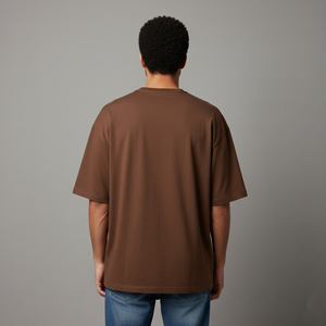 T-shirt Homme Oversize Noir Personnalisé OEM/ODM, Épaules Tombantes, Coton Lourd 100% Peigné, Couleur Unie Respirant avec Lettres - Product Image 3