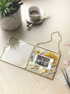Custom Geometric Octagonal Metal Picture Frame Tabletop Brass Double Pane Glass Frame for <b>Pressed</b> <b>Flowers</b> & Wedding Table Number - Product Image 5