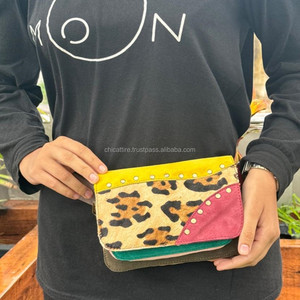 Western Handmade Real Animal Print Fur Genuine Leather Hip Pocket <b>Bags</b> Women's Vintage Stylish Festival Adjustable Fanny Packs - Product Image 3