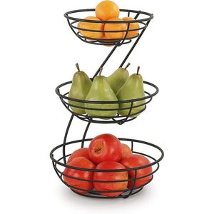 Panier à légumes à trois niveaux en métal, nouveau design, panier à fruits en fil métallique noir, panier à fruits fait main de forme unique - Product Image 1