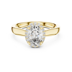 Anillo de Compromiso de Oro Amarillo de 14K con Diamantes Cultivados en Laboratorio, Ovalados y Redondos, para Mujer |   Diamante Cultivado Nuevo - Product Image 1