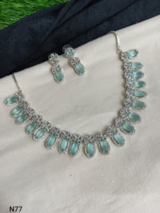 Ensemble de bijoux de mariée en diamant américain classique Collier et boucles d'oreilles en deux pièces pour mariage Style classique à la mode - Product Image 2