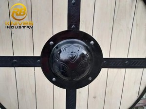 Bouclier Viking Artisanal DIY OEM en Acier à Haute Teneur en Carbone, Manche en Bois Rond, pour Guerrier Médiéval, LARP, Cosplay, Décoration - Product Image 2