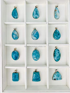 จี้เงินแท้ 925 ทำมือ ประดับด้วยพลอยลาร์ิมาแท้ สำหรับงานแต่งงาน งานหมั้น ของขวัญสำหรับผู้หญิง สไตล์ลำลอง ประดับเพชรและมุก - Product Image 3