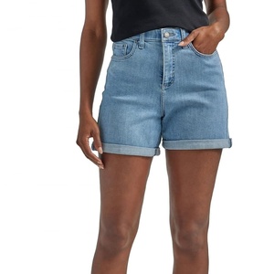 Fashionable Women Knee Length Denim Washed Distressed Jeans Shorts High Waist Summer Women Denim Shorts - Product Image 1