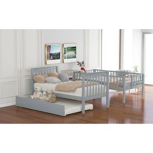 Letto a castello grigio a due piazze con letto estraibile e contenitore - Prodotto per letti per bambini - Product Image 5