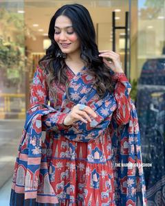 Ensemble de costumes brodés à la main en coton lourd 3 pièces tailles 4XL 8XL Zari tissage mode traditionnelle dentelle Dupatta indien pakistanais - Product Image 2