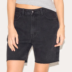 Custom logo ripped denim shorts women distressed shorts streetwear summer casual wear supplier factory - Product Image 1