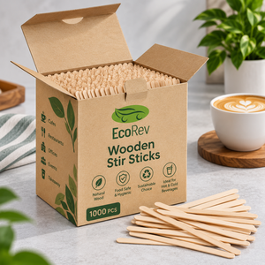 EcoRev Bâtonnets à mélanger en bambou écologiques modernes, 1000 pièces, plats, biodégradables, pour café et thé, usage en café - Product Image 1