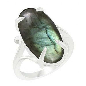 Anillo hecho a mano de Plata de Ley 925 sólida con piedra preciosa labradorita de fuego múltiple natural ¡Sello 925 para bodas y fiestas! - Product Image 1
