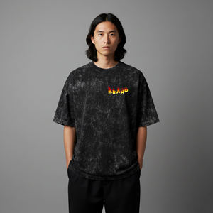 Nouveaux T-shirts surdimensionnés pour hommes, style hip-hop, col rond, épaules tombantes, coupe ample, 100% coton tricoté respirant, service OEM - Product Image 1