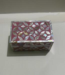 Modern Rectangular Mother of Pearl Jewelry Box with Wood <b>Hinges</b> Inlay Design Polished Finish Enhances <b>Table</b> Beauty - Product Image 6