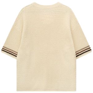 Camiseta de punto de ganchillo para hombre, manga corta, de algodón texturizado, malla transpirable, estilo casual de verano, ropa urbana, venta al por mayor, suministro de fábrica OEM - Product Image 2