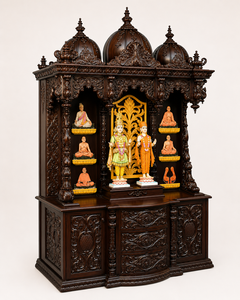 Compre el Templo Sagwan Wood Shree Lakshmi Narayan, un Mandir para el Hogar Tallado a Mano en Estilo Swaminarayan, un producto muy vendido, fabricado y exportado para EE. UU. - Product Image 3
