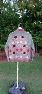 Chaqueta Blusón de Algodón con Bordado Floral a Mano para Mujer, Cuello Alto, Manga Larga, Transpirable, Ecológica, para Invierno - Product Image 5