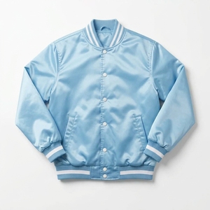 Chaqueta Universitaria Azul Claro para Hombre con Ribete Blanco, Cierre de Botones, Estilo Casual Universitario, Corte Regular, Forro de Satén - Product Image 5