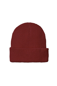 HAT333 Bonnet unisexe bordeaux en tricot côtelé 100 % acrylique, avec revers, ajustable, pour le ski et l'hiver, pour adultes, usage décontracté - Product Image 1