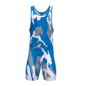 Combinaison de sport pour garçons, camouflage bleu, coupe ajustée, séchage rapide, en spandex et polyester, pour arts martiaux mixtes - Product Image 2