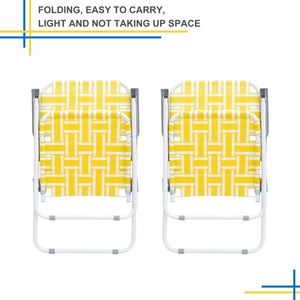2 chaises de plage pliantes en acier jaune et blanc avec sangles en PP, capacité de 120 kg - Product Image 3