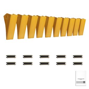 Dents de godet d'excavatrice robustes avec goupilles, lot de 10, jeu de dents de 5,79 pouces, compatibles avec les excavatrices des séries 23 et 230 - Product Image 1