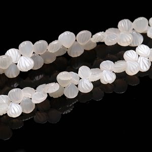 Natural White Moonstone Hand Carved <b>Shell</b> Gemstone Beads Side Drilled 9-10MM Moonstone Loose Beads For Jewelry Making Necklace - Product Image 2