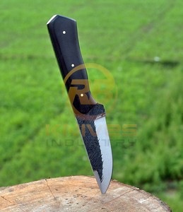 Cuchillo de caza de hoja fija de acero al carbono forjado a mano, punta caída, para bushcraft, con mango de Micarta, grado DIY, a granel - Product Image 3