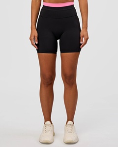 EVER GLOW Pantalones Cortos Casuales Negros de Cintura Media para Mujer con Cintura Rosa, Tejido Transpirable 100% Algodón, Cordón Ajustable, Corte Regular - Product Image 5