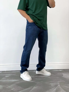 Jean en denim pour hommes européens et américains 2025 – Nouveau modèle décontracté taille mi-haute printemps-automne, coupe droite classique délavée claire - Product Image 6