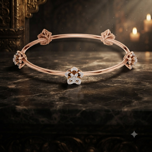Bracelet de luxe en or rose avec fleurs et diamants, bracelet en cristal pour femmes, élégant, pour mariage, anniversaire, bijoux - Product Image 1
