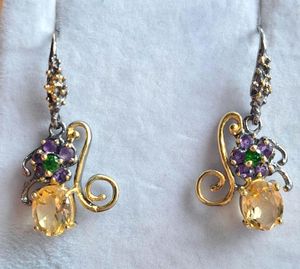 Boucles d'oreilles pendantes en citrine, bijoux en pierres précieuses faits à la main, style vintage, vente en gros pour femmes, export - Product Image 1