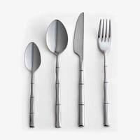 Ensemble de couverts classiques en acier inoxydable avec finition dorée, comprenant couteau, fourchette et cuillère, finition miroir, pour la restauration et les hôtels du monde entier