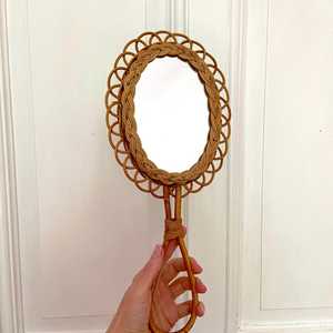 Handmade Rattan Oval Makeup <b>Mirror</b> Bohemian Style Portable <b>lightweight</b> Framed For Home and Makeup Use - Product Image 5